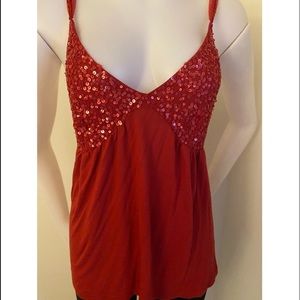 vintage Y2K red tank top medium sequins empire waist Arden b sexy